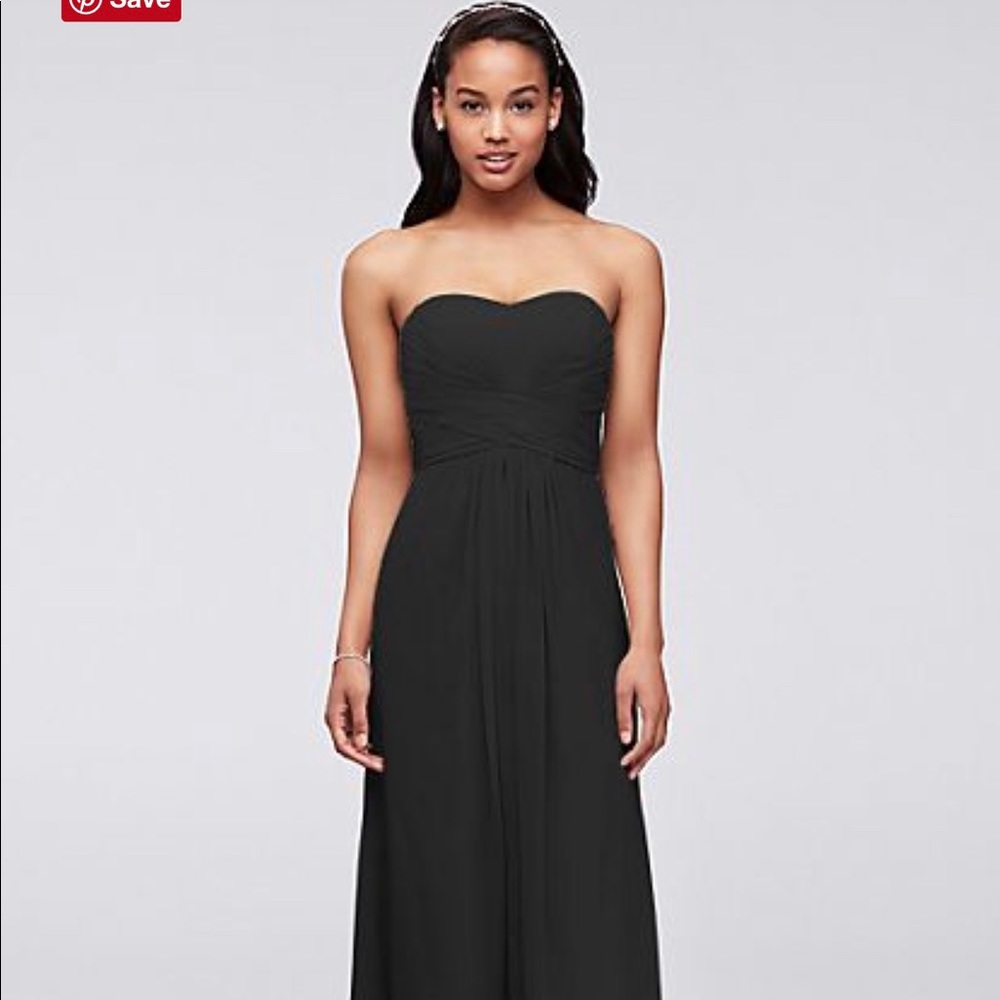 long strapless chiffon dress